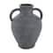 16" Black Ceramic Whitewashed Textured Amphora Vase